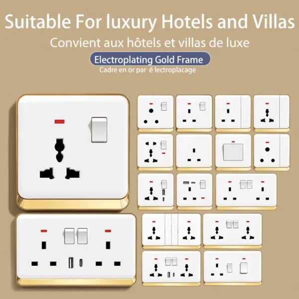 SASO GCC Certification Saudi Arabia Ghana Nigeria Kenya UK Sockets and Switches Electrical 1gang 2gang 3gang Switch Socket Set
