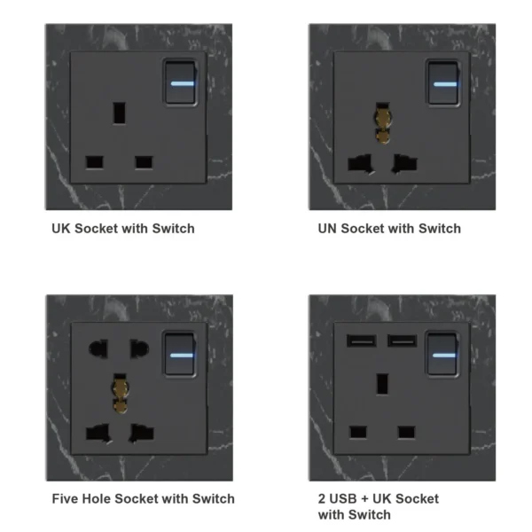Reliable Natural Stone Wall Socket Outlet Smart Life Compatible Waterproof Durable with USB a and C Ports