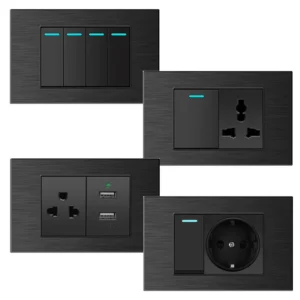 US 4-Way 220V Wall Electrical Push Button Smart Life Durable Waterproof Aluminum Home Light Switches Sockets