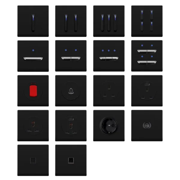 86 Type Universal Retro Waterproof Wall Switch Led 16a 4 Gang 1way 2 Way PC Piano Key Light Electrical Switches Indicator