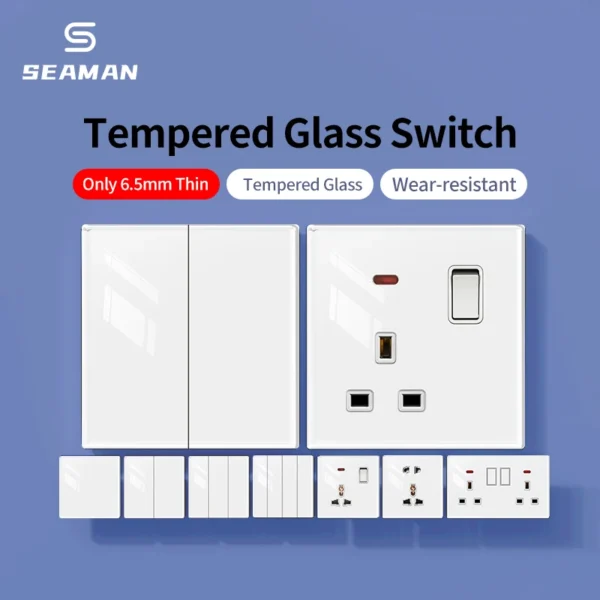 Universal 2-Outlet USB 2 Ports Silver Tempered Glass Wall Socket 110-250V UK 15A 2-Way Light Switch Retro