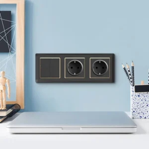 2025 New Style Luxury Wall Switches & Sockets with Acrylic Panel Durable Material 4-Switch 2 AC Outlets 2 USB Ports
