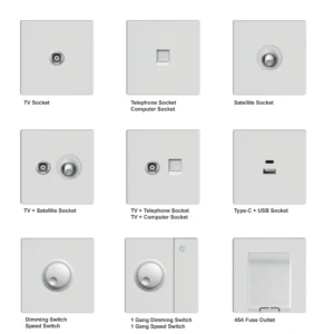 Ultrathin White 220V-250V European Standard Television Sockets 13A Industrial Power Satellite TV Port Socket 2 Outlets Hospital