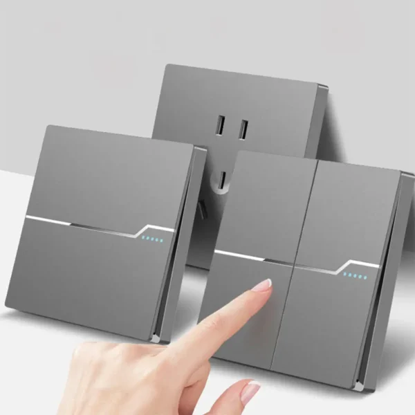 UK/EU in Stock Standard Electrical 16A 220V 1/2/3/4/5/6 Gang Switches and Socket PC Panel Wall Light Push Button Switch