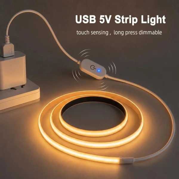 Wholesale 5V Dimmable USB Touch Sensor Switch Cob Led Strip 1m/2m/3m/5m Flexible Light Strip