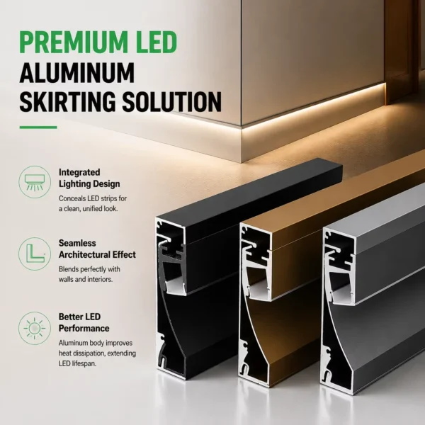 Modern LED Baseboard Aluminum Profile With LED Strip Channel Wall Floor for Architectural Interior Lighting