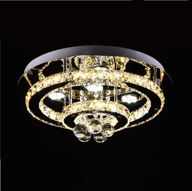 Shinetime Modern Crystal Round D16" Flush Mount Light Ceiling Light