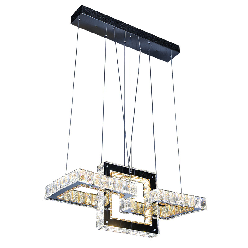 Shinetime Adjustable Crystal Chandelier Island Pendant Light Contemporary  Dimmable LED Pendant Lamp