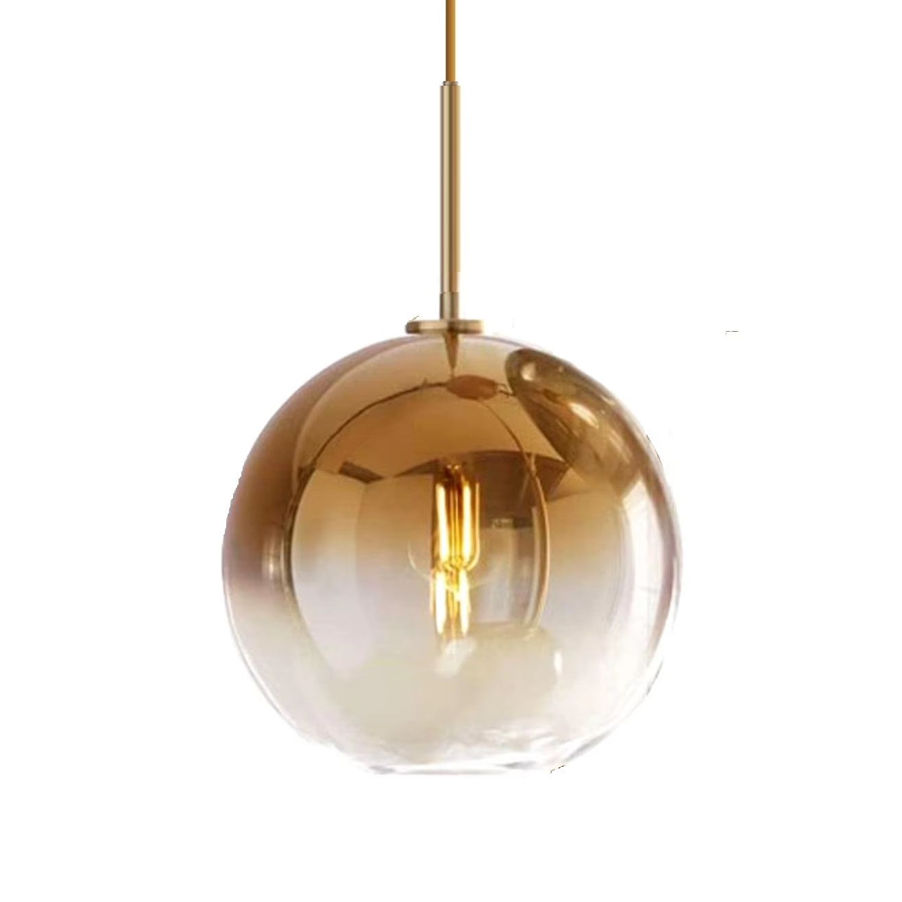 Modern Mirror Glass Ball Pendant Light Copper Silver Gold Globe Loft Hanglamp Lamp Kitchen Light Adjustable Ceiling Chandelier