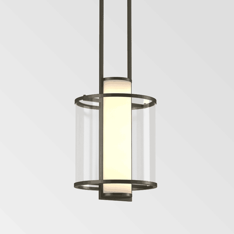 New Chinese Style Simple Acrylic Glass Lampshade Pendant Light Living Room Dining Room Decoration Iron Chandelier