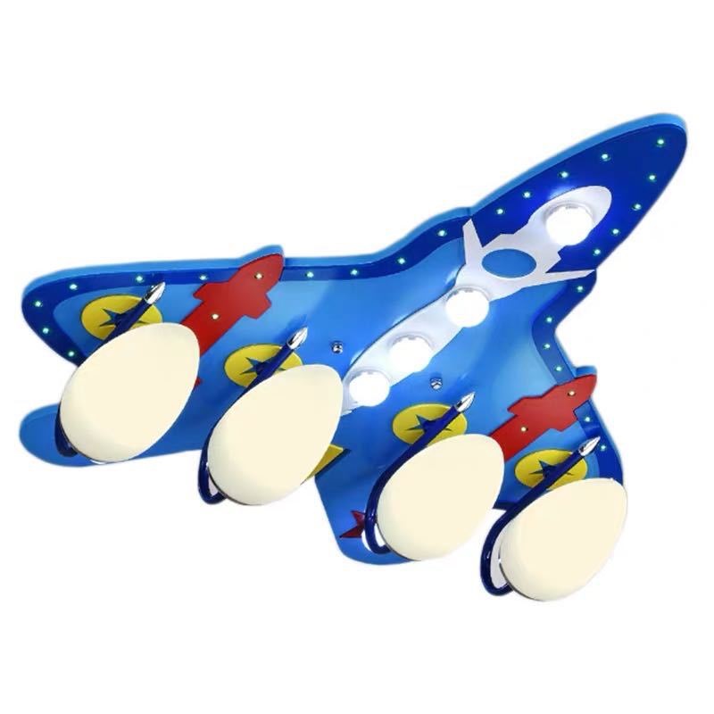 Nordic Blue Airplane Glider Shaped Pendant Lights Hanging Lamp Fixture for Children Bedroom Glass Plane Indoor Lighting