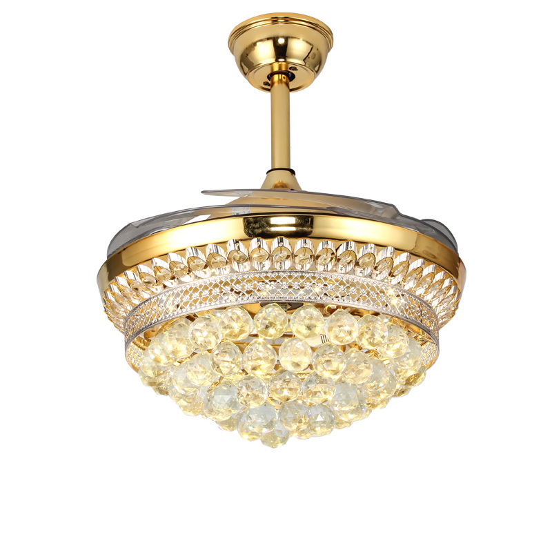 Modern Crystal 110V 220V  Abs Blade Ceiling Fan With Lamp and Remote Led Chandelier Ceiling Fans Light