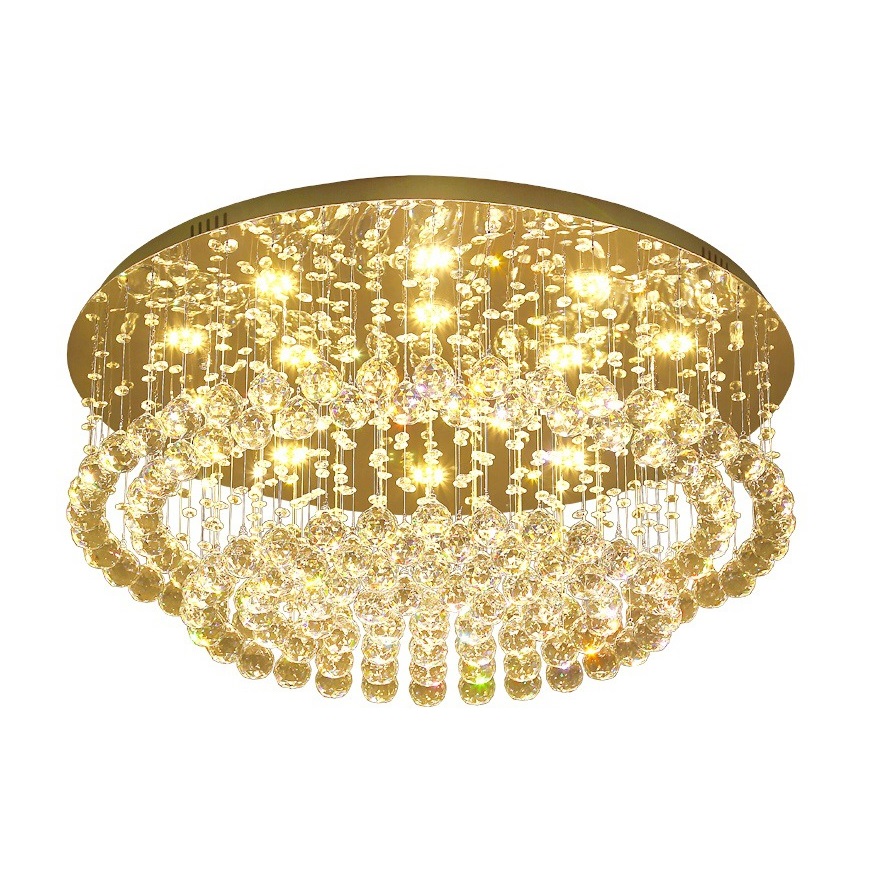 Three-Balls Flush Mount Light LED Spiral Sphere Rain Drop Crystal Chandelier