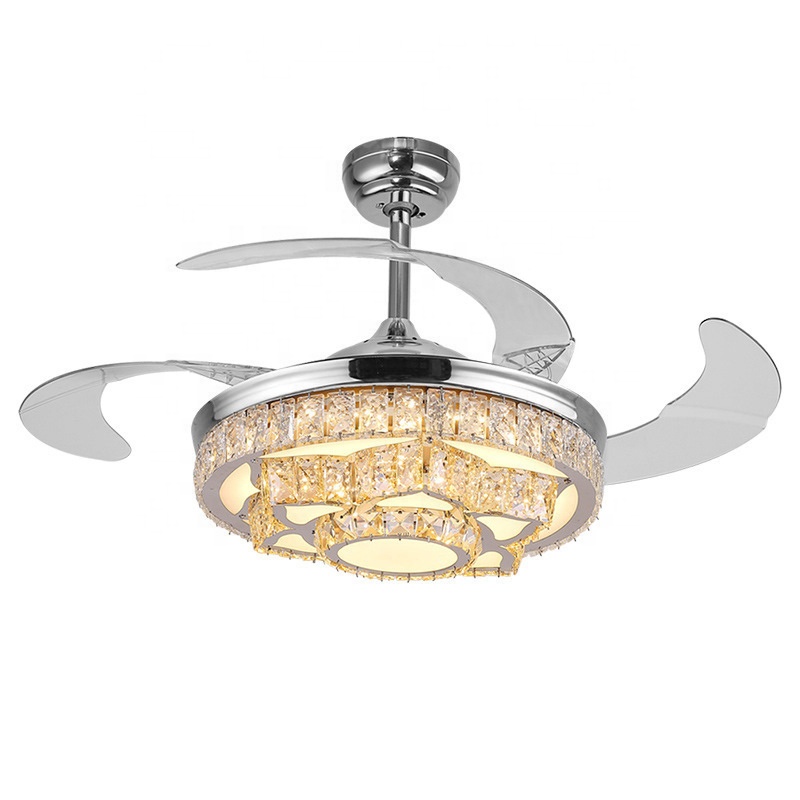 Gold 42'' Star Shape Crystal Ceiling Fan with Light Lamp Remote Control
