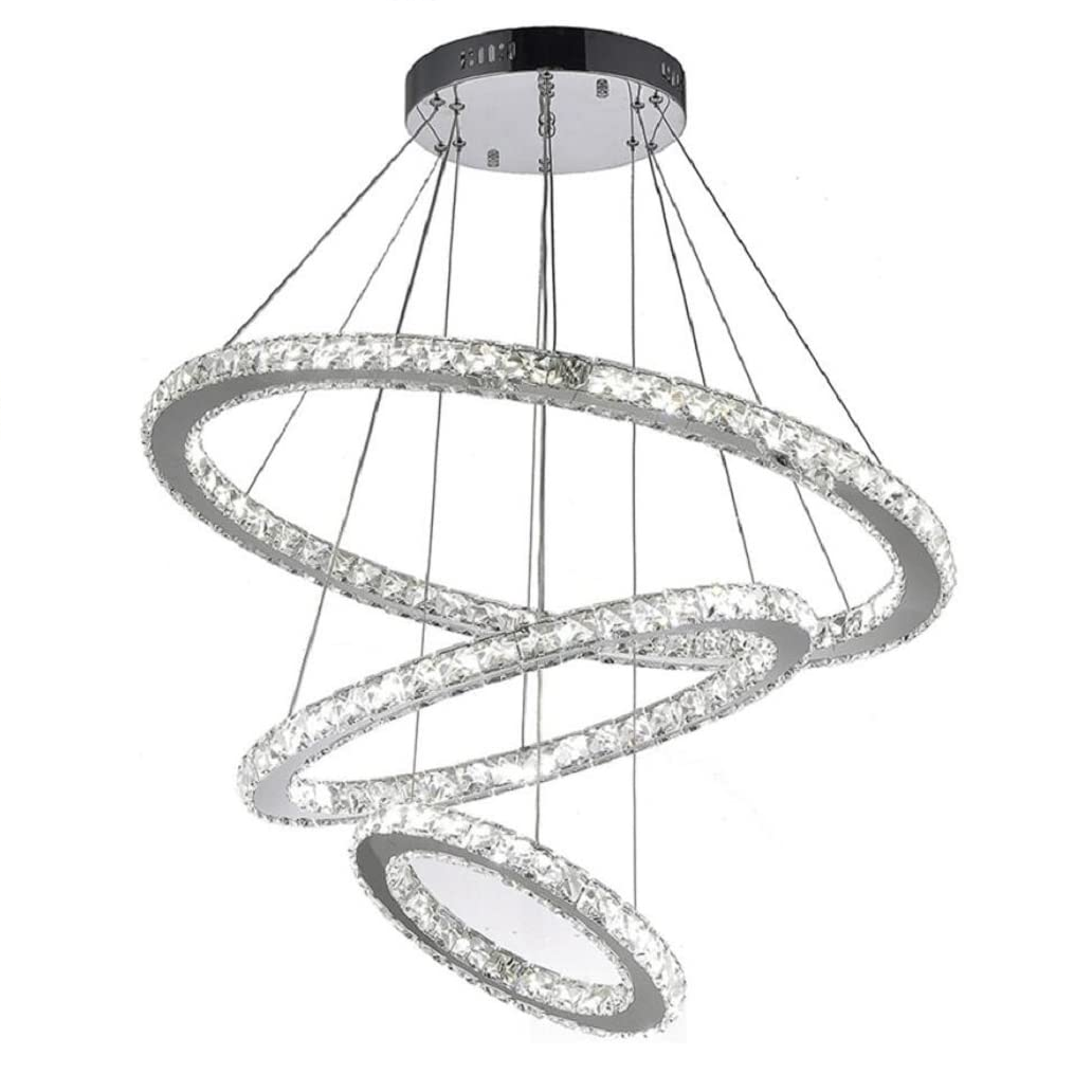 Modern Crystal Chandelier Lighting Ceiling Living Room  Contemporary Led Light Fixtures Hanging 3 Ring Foyer  Pendant Lights