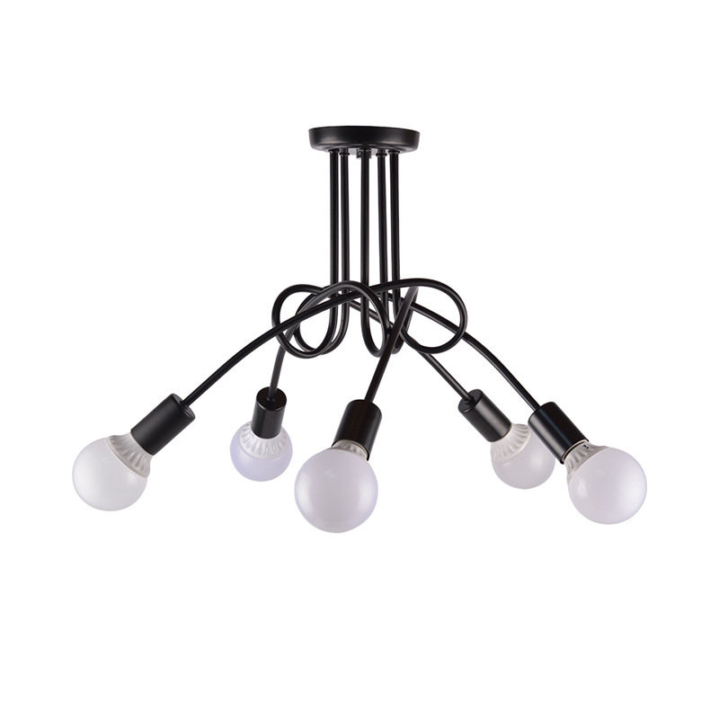 Nordic Loft Chandelier Lighting Vintage Industrial Ceiling Lamp E27 Luster Bending Personality Sputnik Pendant Light 3/5 Lights