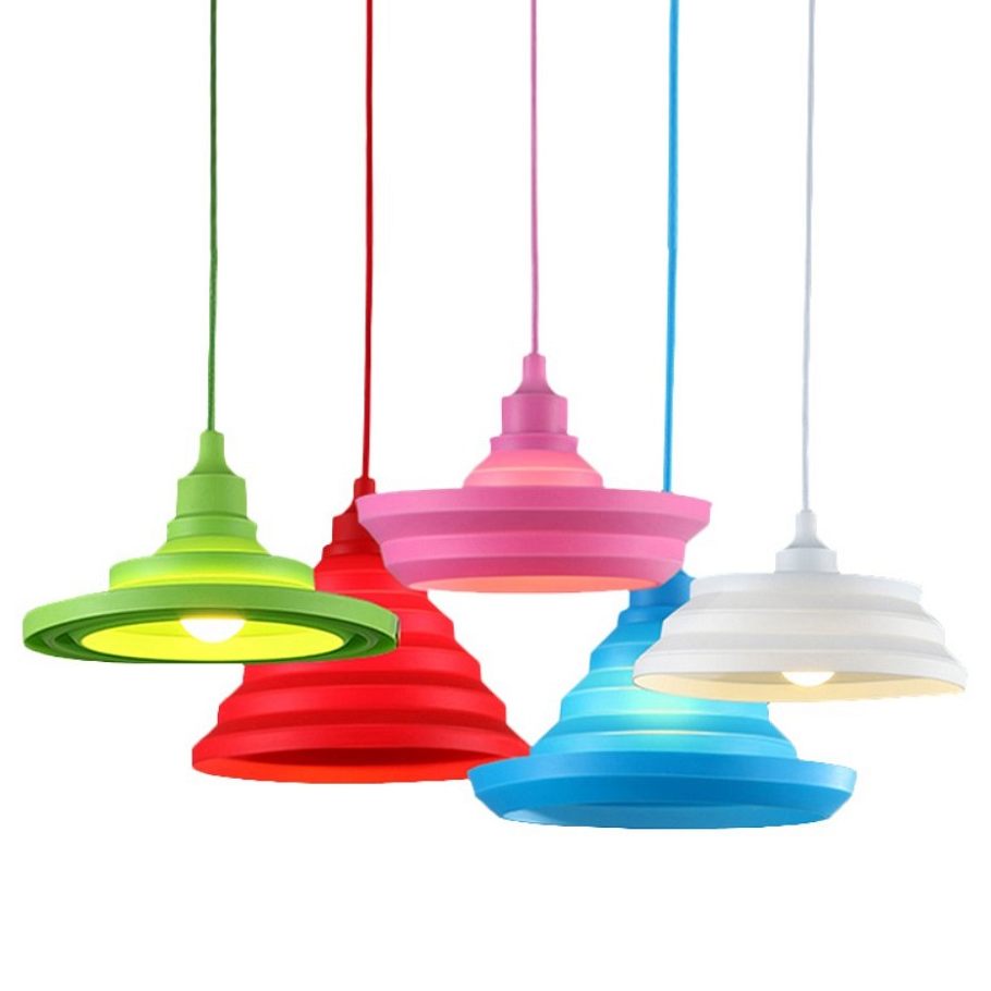 Fashion Simple Colorful Silicone Lampshade Pendant Lights E27 Stretchable Lamps Silicone Ceiling Light