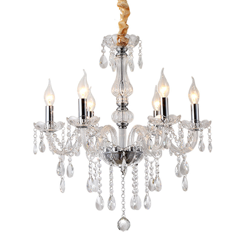 Crystal Chandelier Ceiling Lamp Pendent Light Glass Beads- 6 Heads