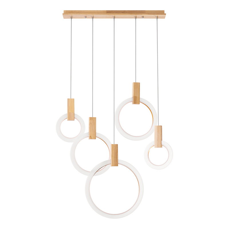 Modern Simple LED Kitchen Chandelier Wooden Decor Lighting Fixtures Nordic Pendant Lamps Dining Room Island Hanging Lights