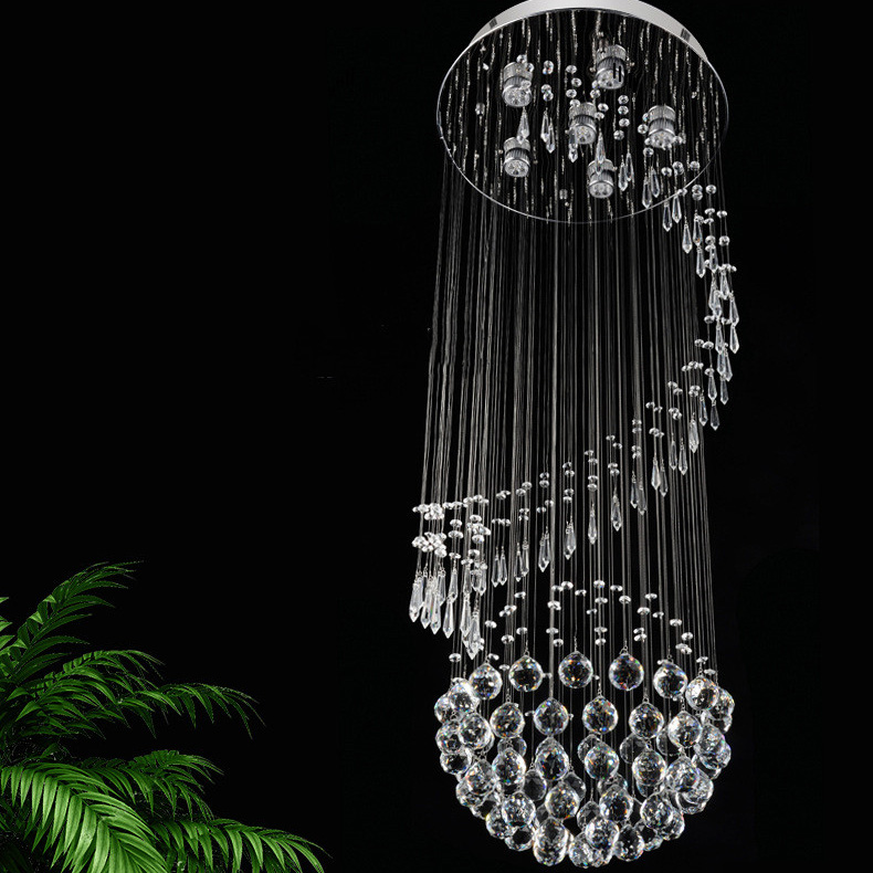 Luxury Modern Classic Hotel Lobby Flush Mount Hanging Large Living Room Crystal Long Led Chandeliers Ceiling Light