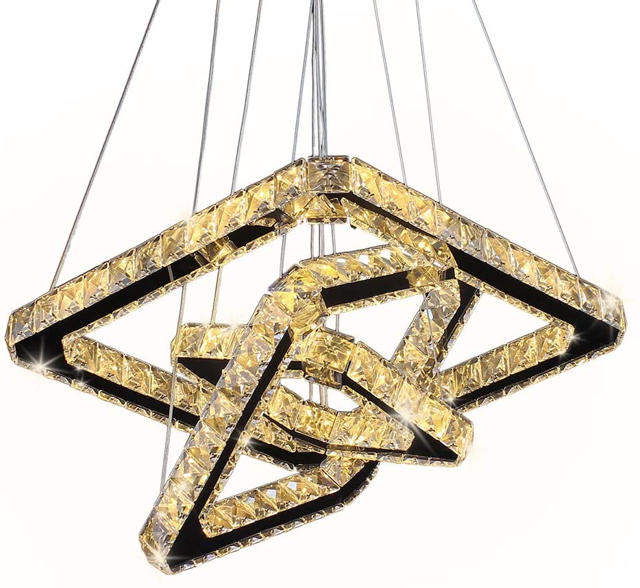 Modern Luxury Round Square Pendant Light Black Gold LED Hanging Lights Home Nordic Modern K9 Crystal Chandelier Lighting