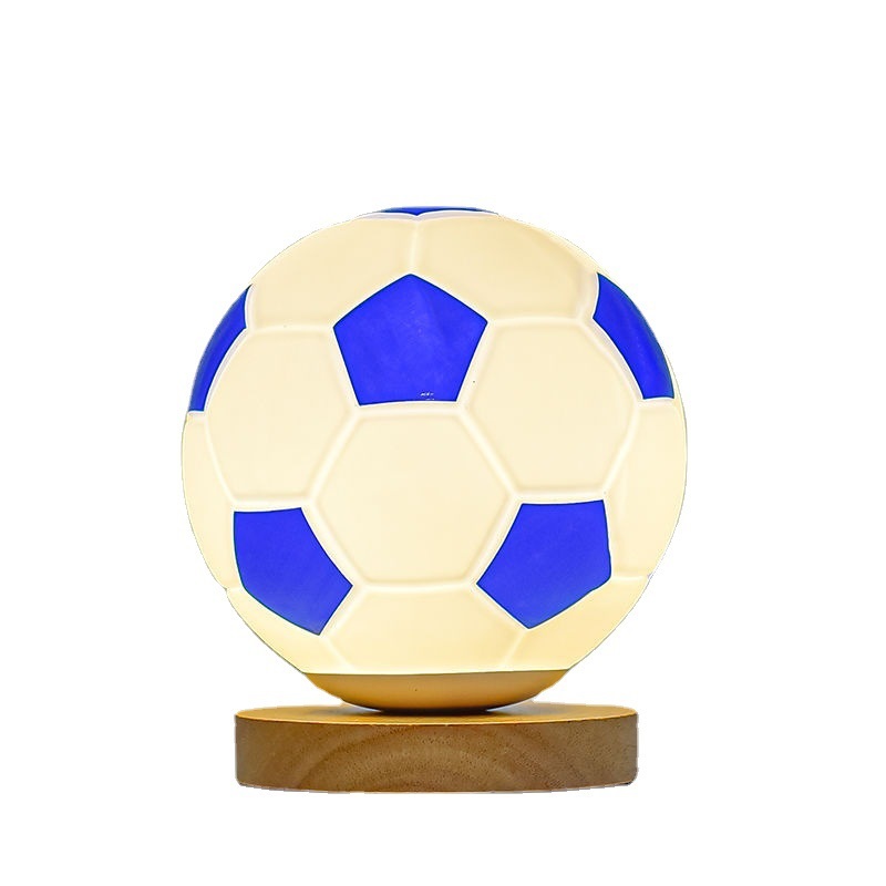 Children's Room Boy Bedroom Creative Bedside Night Light Pupils Study Decoration Youth Soccer Football Table Lamp