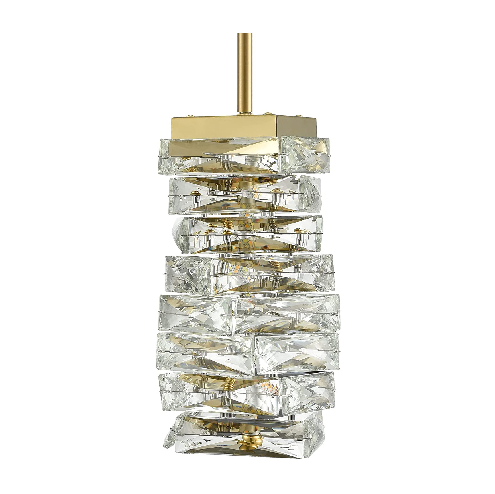 American Luxury Hotel LED Pendant K9 Crystal Golden Chandelier for Living Room Bedroom