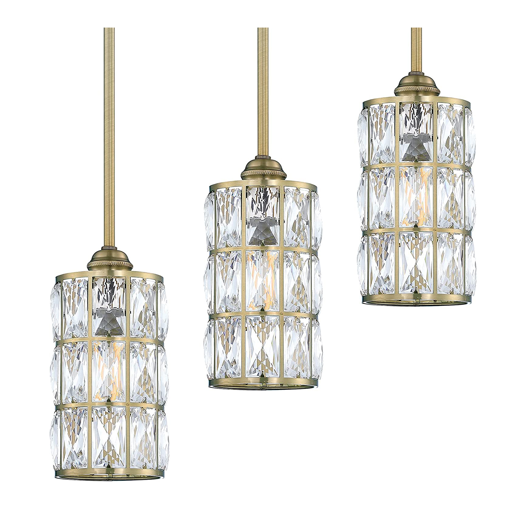 Modern and Concise Kitchen Island Bar Dining Room Corridor Living Room Crystal Pendant  Antique Brass Finish Pendant Light