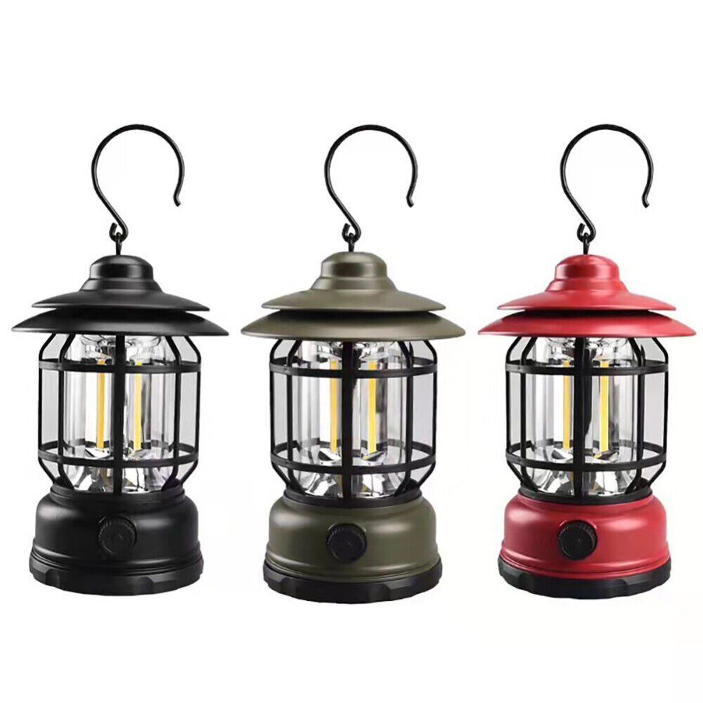 Vintage Lanterns Battery Power LED Outdoor Waterproof Portable LED Collapsible Camping Lantern Hiking Tent Outdoor Lamp Light