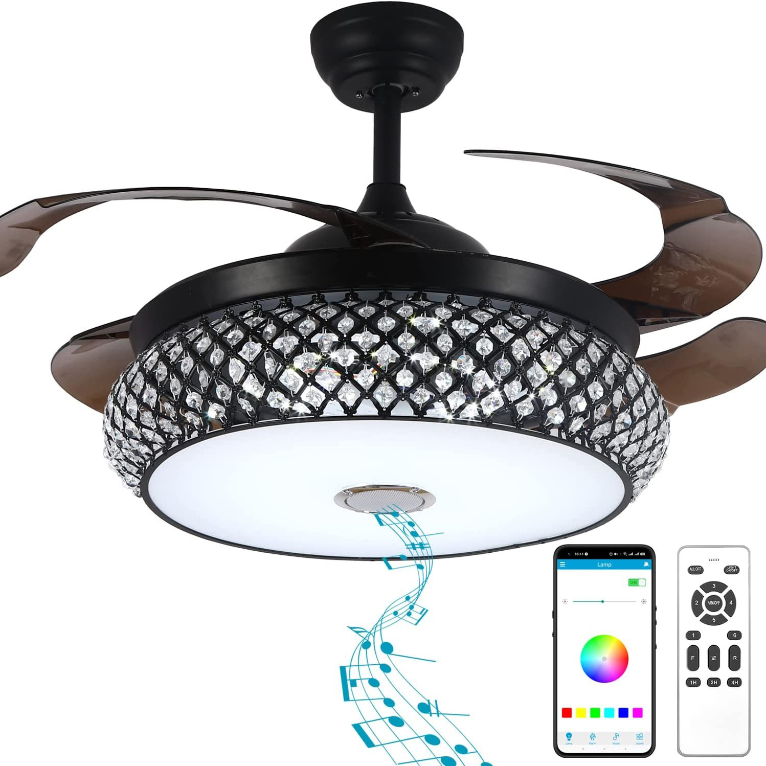 Modern Indoor Decorative Ceiling Fan with Led Lights 42'' 56 Inch 36W 50W Fan Lamp Remote Control for Home Living Room
