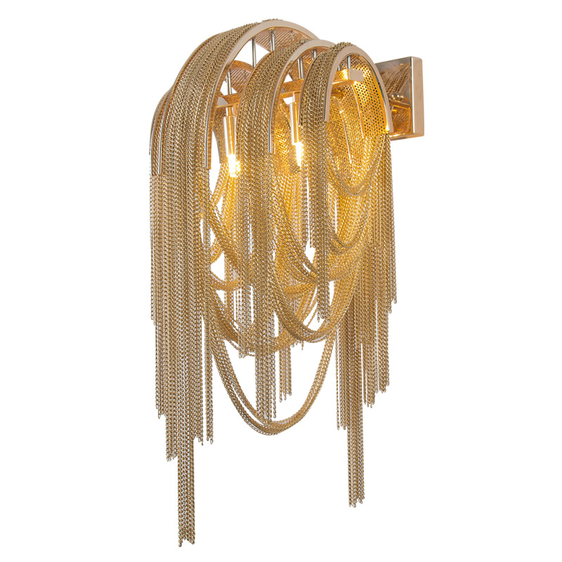 Modern Gold Silver Tassel Aluminum Chain Wall Light Indoor Decoration Wall Sconce Lamp for House Living Room