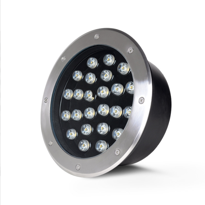 Wholesale LED Buried Light Stainless Steel Embedded Buried Light Outdoor Waterproof Round RGB Seven Colored Lawn Lights