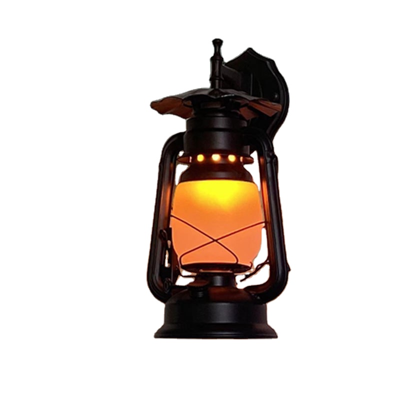 Retro Antique Vintage Rustic Oil Lantern Kerosene Lamp Wall Sconce Light Fixture for Outdoor