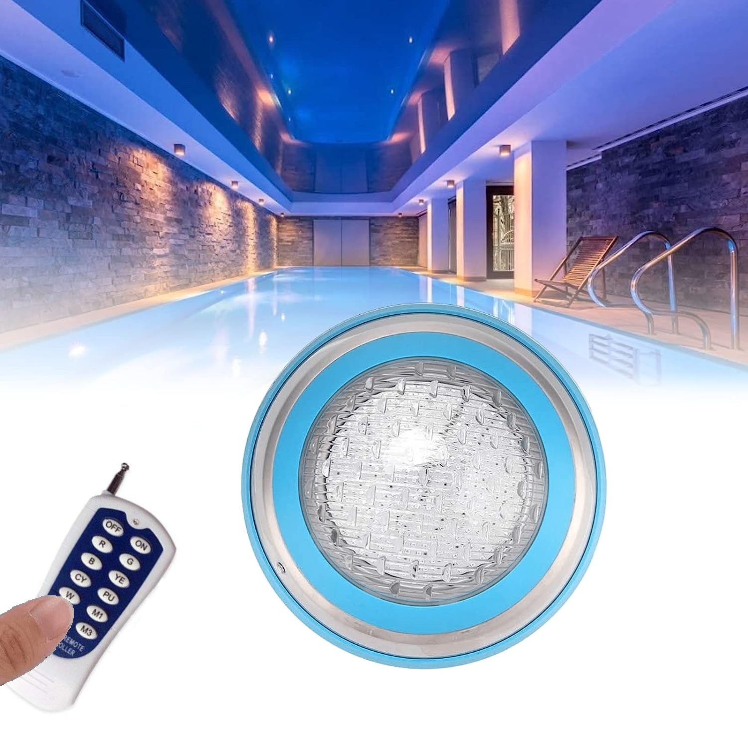 Underwater RGB Color Changing Swimming Pool Light 360 LED Stainless Steel Submersible with Remote Control