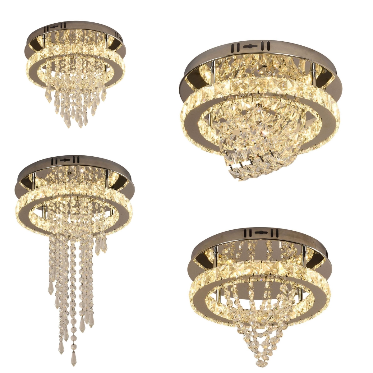 Crystal Chandelier LED Crystal Flush Mount Ceiling Light Modern Crystal Chandeliers for Bedrooms Dining Room Hallway