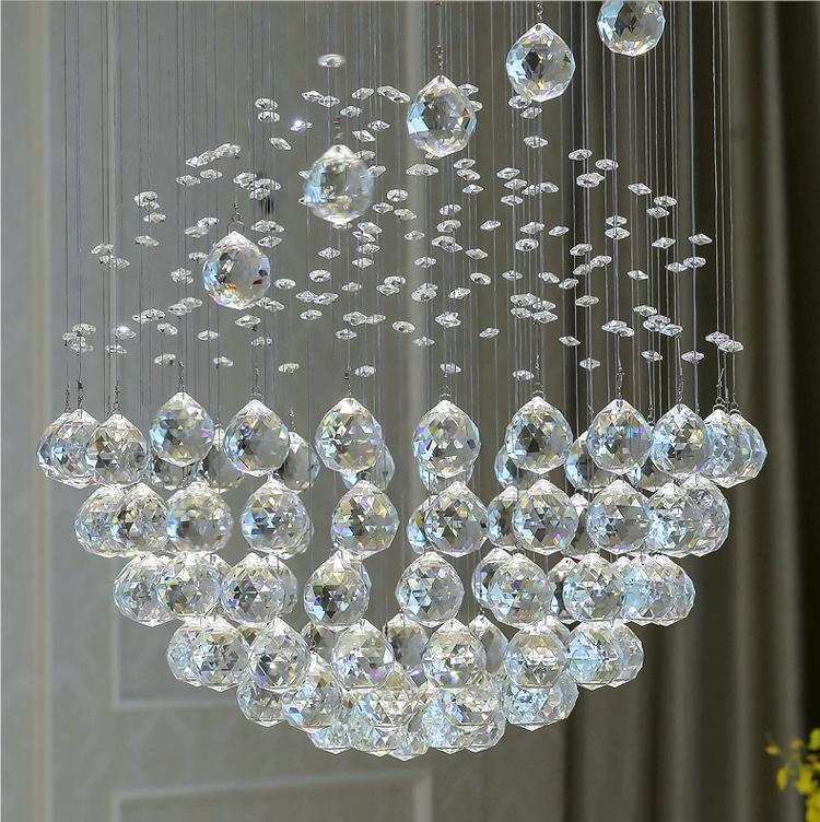 Large Moedrn Crystal Raindrop Ceiling Pendant Lights for High Ceiling Living Room Foyer Chandelier Lighting Fixture Light