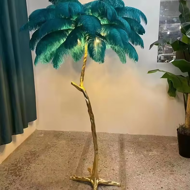 Modern Nordic Luxury Design Home Decor Standing Trees Floor Light Hotel Bedside Living Room Indoor Lighting Feather Floor Lamp
