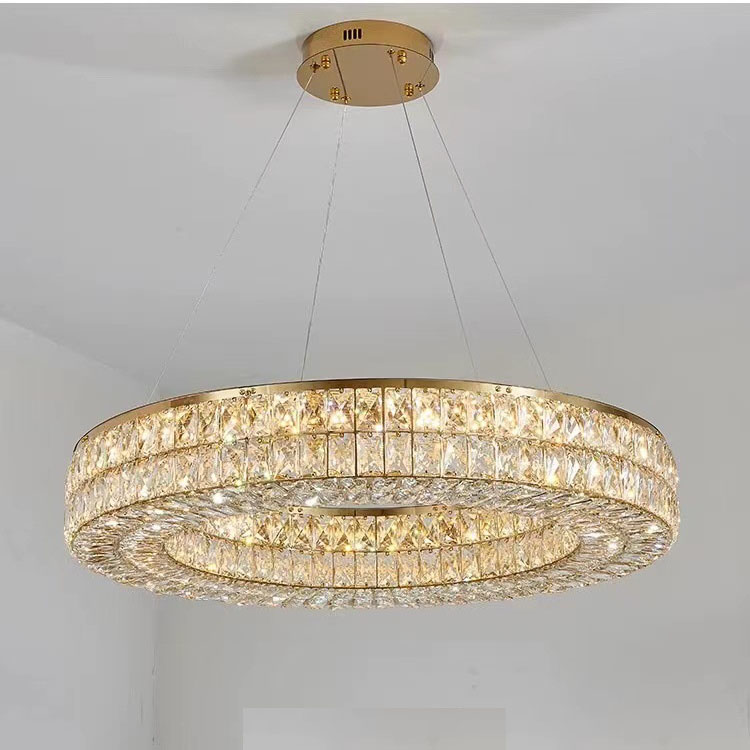 Pendant Ceiling Led Crystal Glass Light Modern Kitchen Lighting Iron Hardware Chandeliers Living Luxury Circle Pendant Lamp