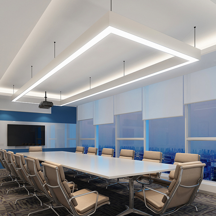 Wholesale Linear Minimalist Office Pendant Lights Hanging Wooden Light Fixture Ceiling Mounted Led Batten Light