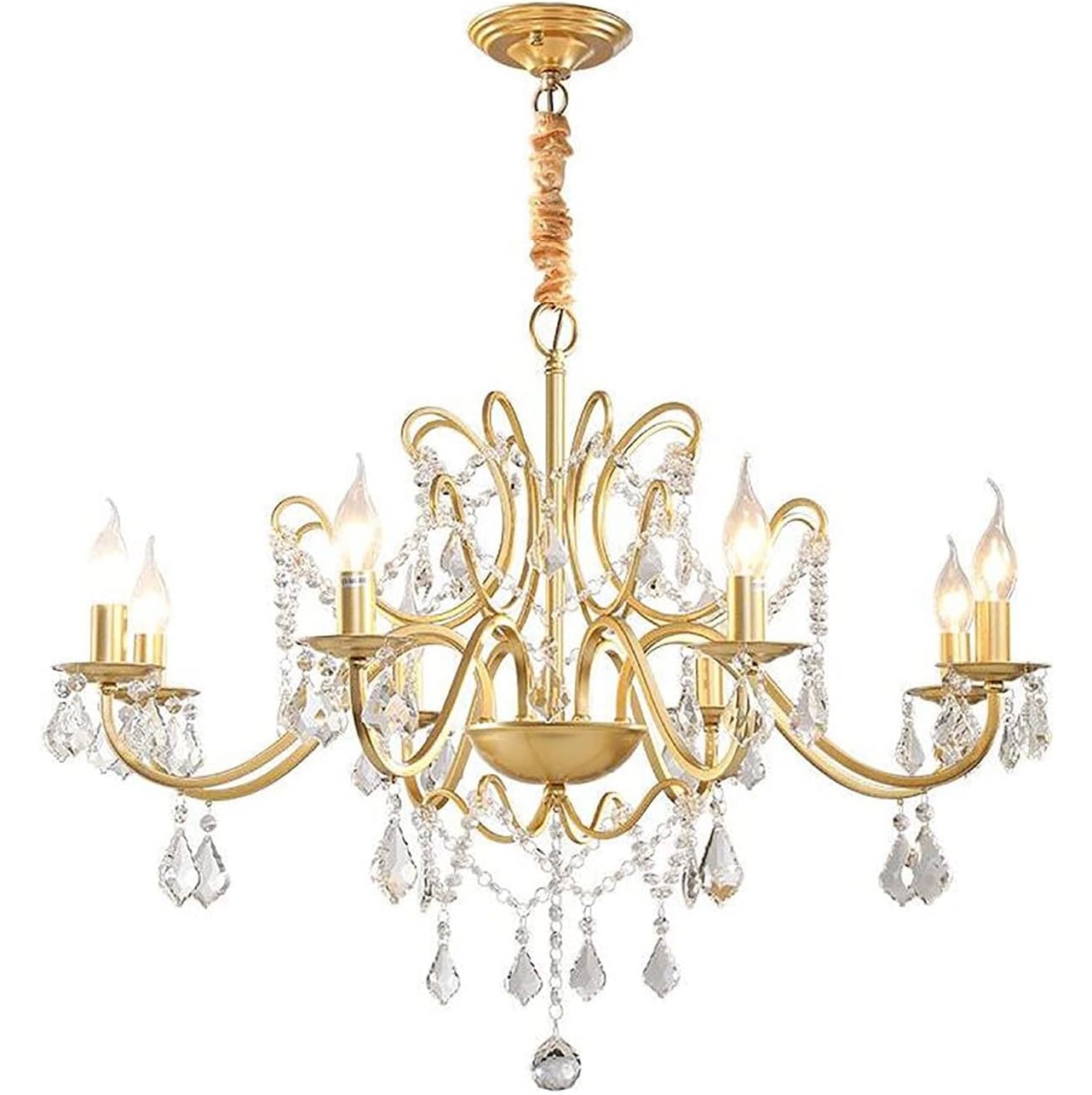 Modern Chandelier Ceiling Light Gold Crystal Wrought Iron Pendant Light Light for Hotel Bedroom Dining Room