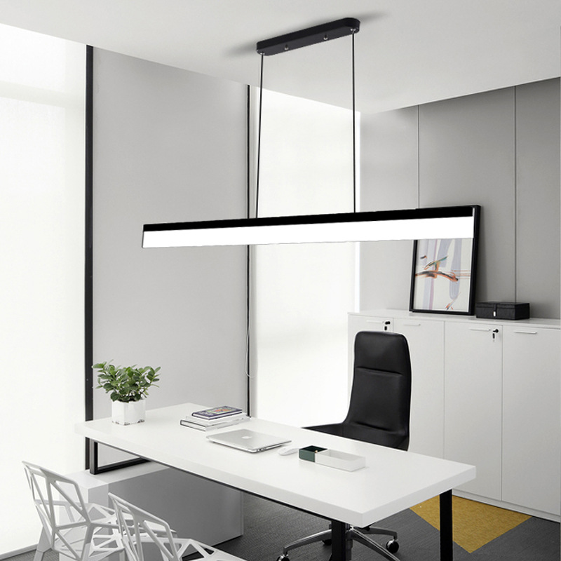 Modern Long Strip Lamp Office bar Restaurant Cafe Office Personality Cord Suspension Hanging Lamp Linear LED Pendant Light