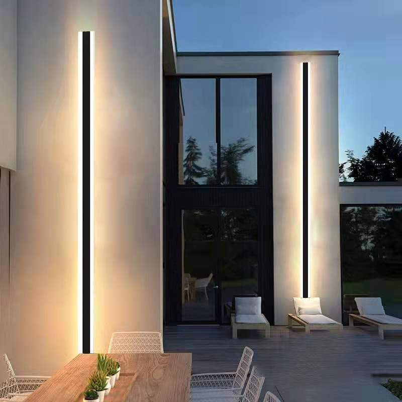 Wholesale Simple Decoration Sconce Linear Strip Light Outdoor IP65 Bar Wall Fixture Linear Garden Villa Black Led Wall Lamp