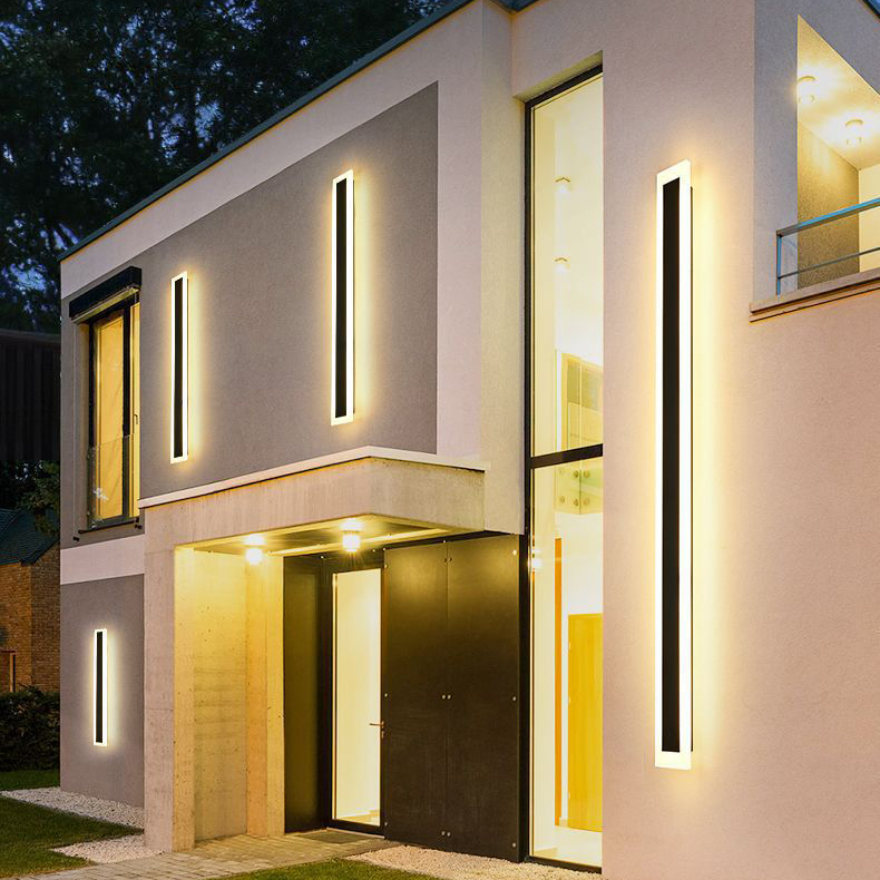 Nordic Modern Outdoor Wall Sconce Acrylic LED Linear Strip Light IP65 Waterproof Design for Exterior Architectural Illumination