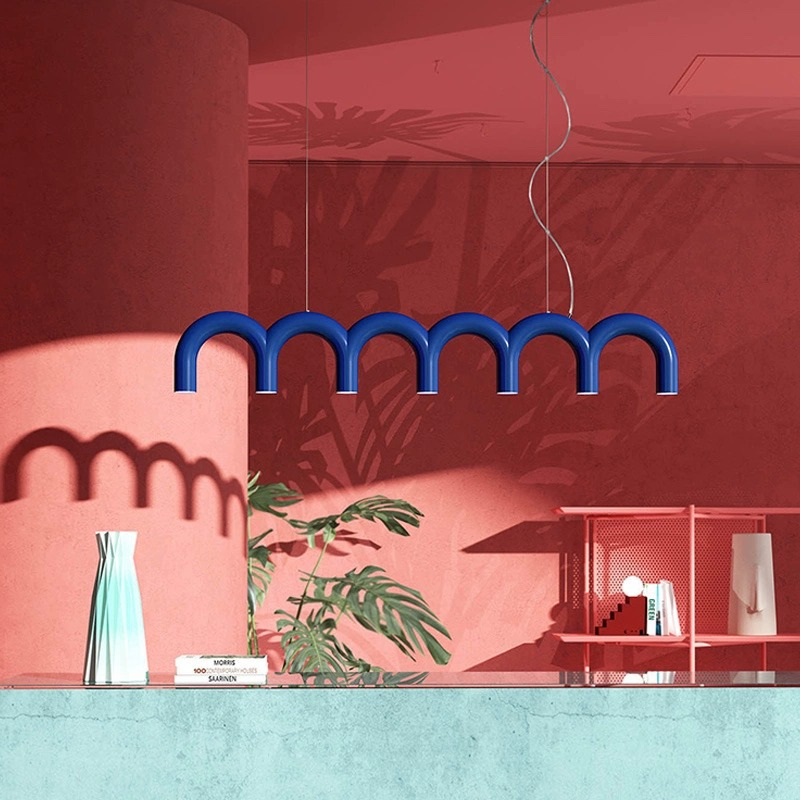Blue New Tennessee Memphis U-shaped Dining Room Chandelier Nordic Designer Style Showroom Light for Island bar and Water bar