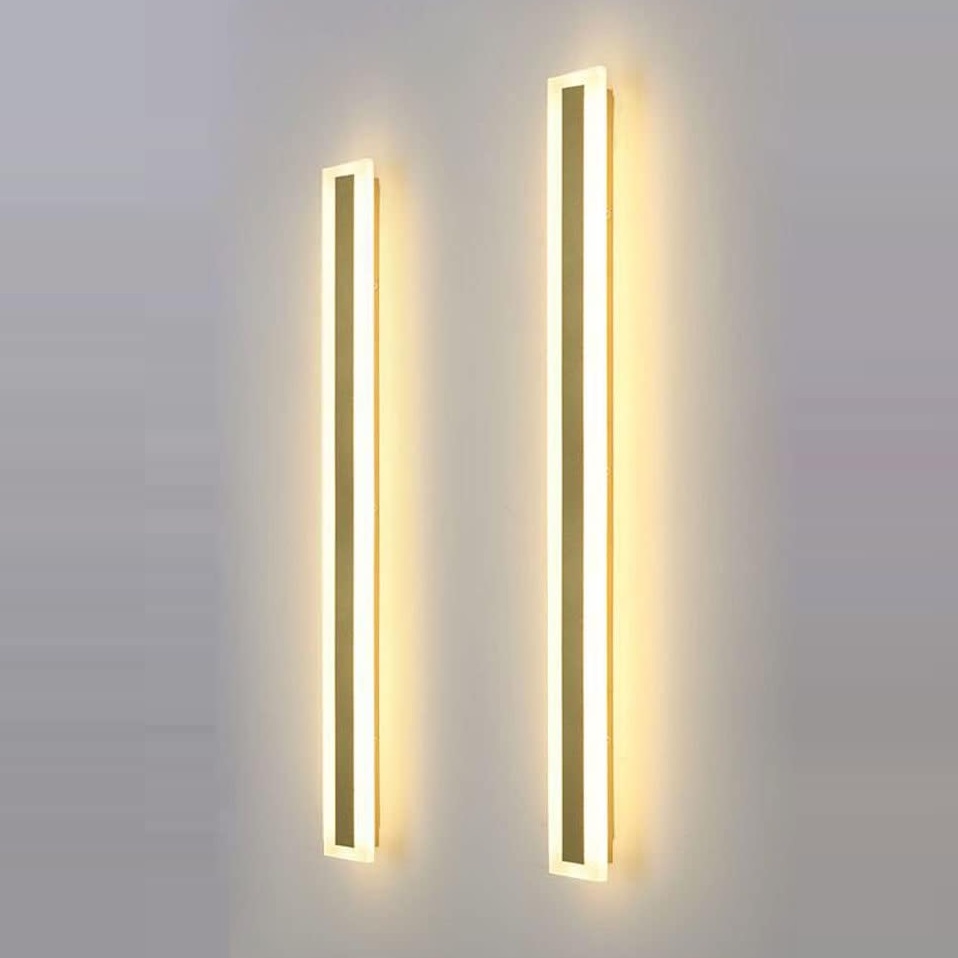 25W Outdoor Modern Wall Light LED Wall Sconce Exterior Light Fixture IP66 Waterproof Gold Rectangular Wall Lamp