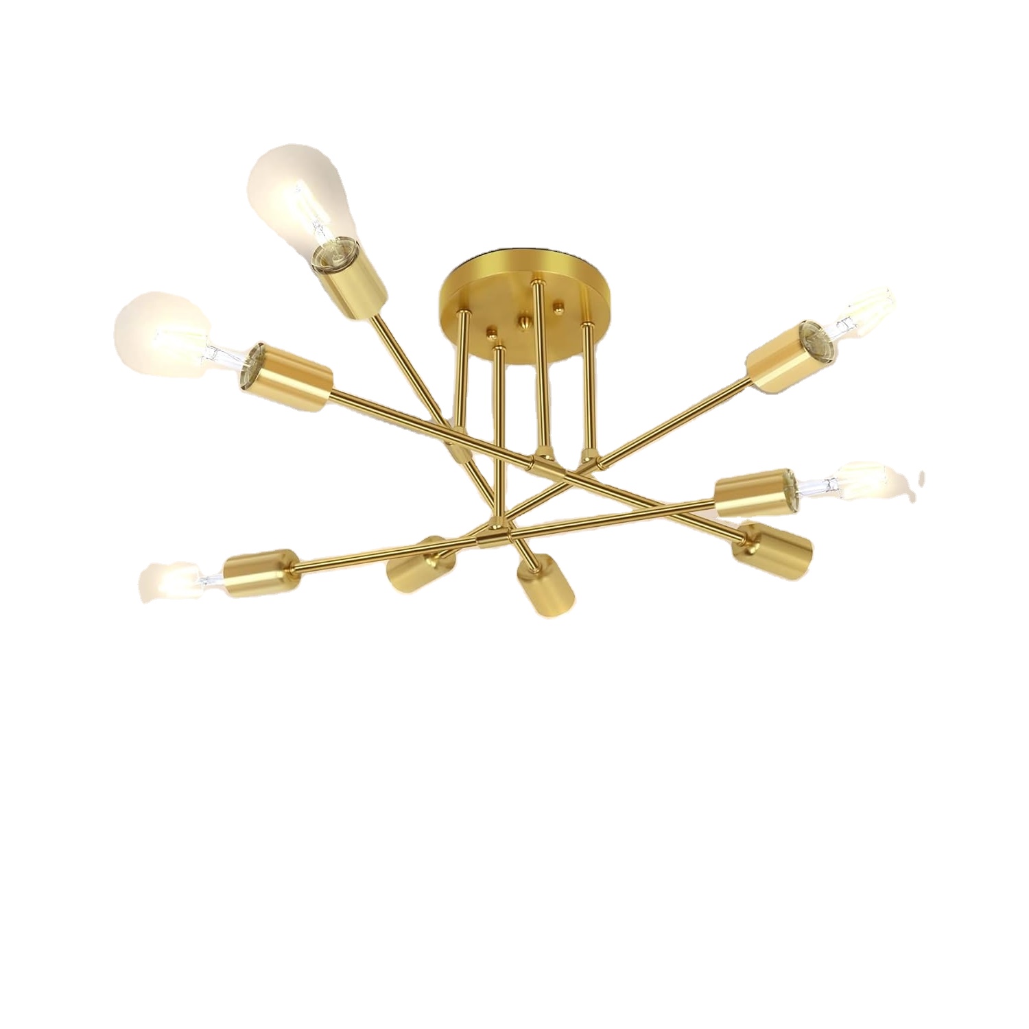8-Lights Gold Chandelier Sputnik Light Fixture Sputnik Mount Chandelier Ceiling Lighting
