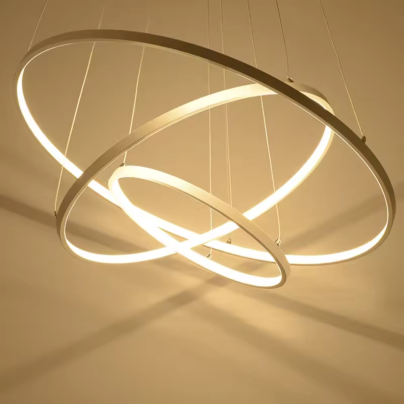 Modern Three Ring LED Lighting Ceiling Light Chandelier for Living Room Dining Room Lamps New Design White Black Gold Color