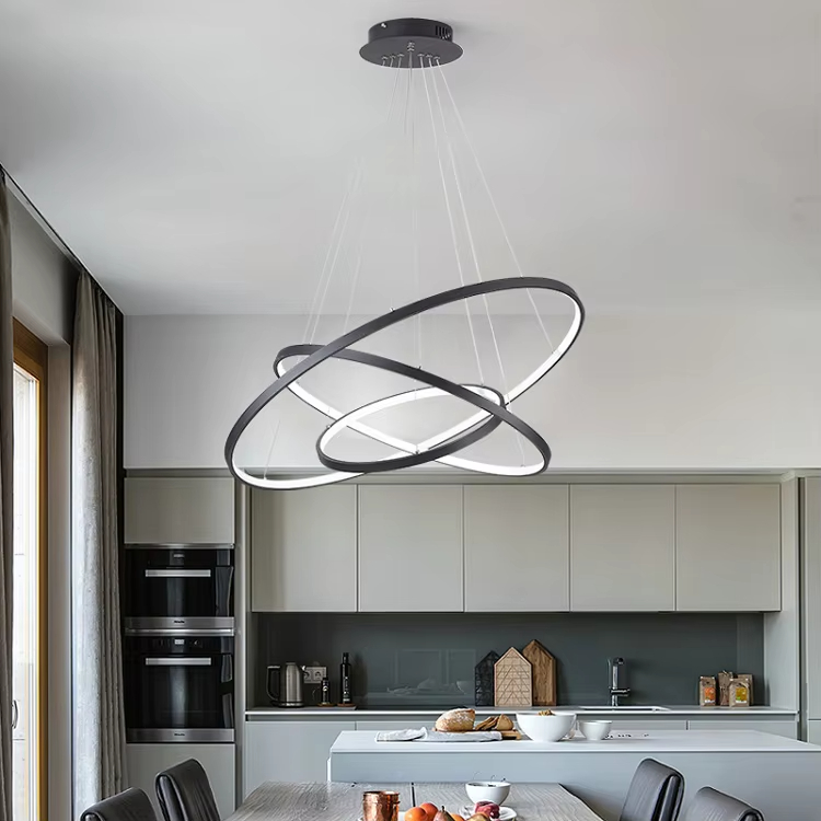 LED Circle Hanging Lamp Led Pendant Light Lighting Aluminum Acrylic 3 Ring Chandelier for Bedroom Living Room Indoor Use