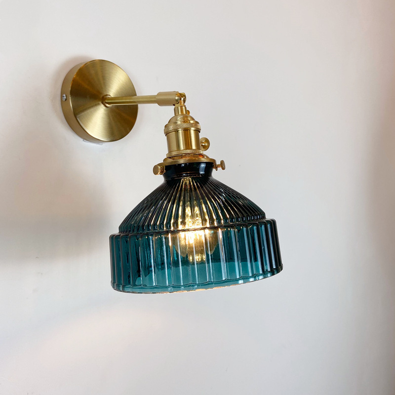Retro Brass Glass Wall Lamp Simple Modern Perfect for Bedrooms Hallways Creative Background Wall Light in a Nordic Style