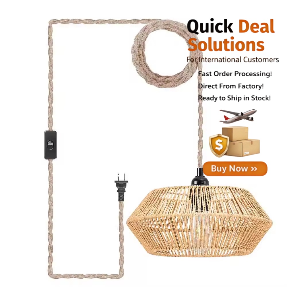 Handmade Chinese Style Cotton Rope Woven Lampshade for Homestay, Restaurant or Coffee Shop